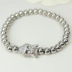 NEW Pave CZ Diamonds Stainless Steel Buddha Zen
